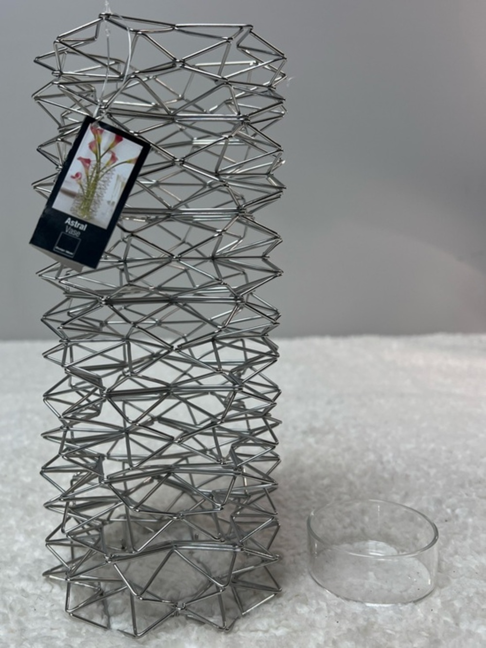 Design Ideas Astral Silver Geometric Wire Sculpture Flower Vase
